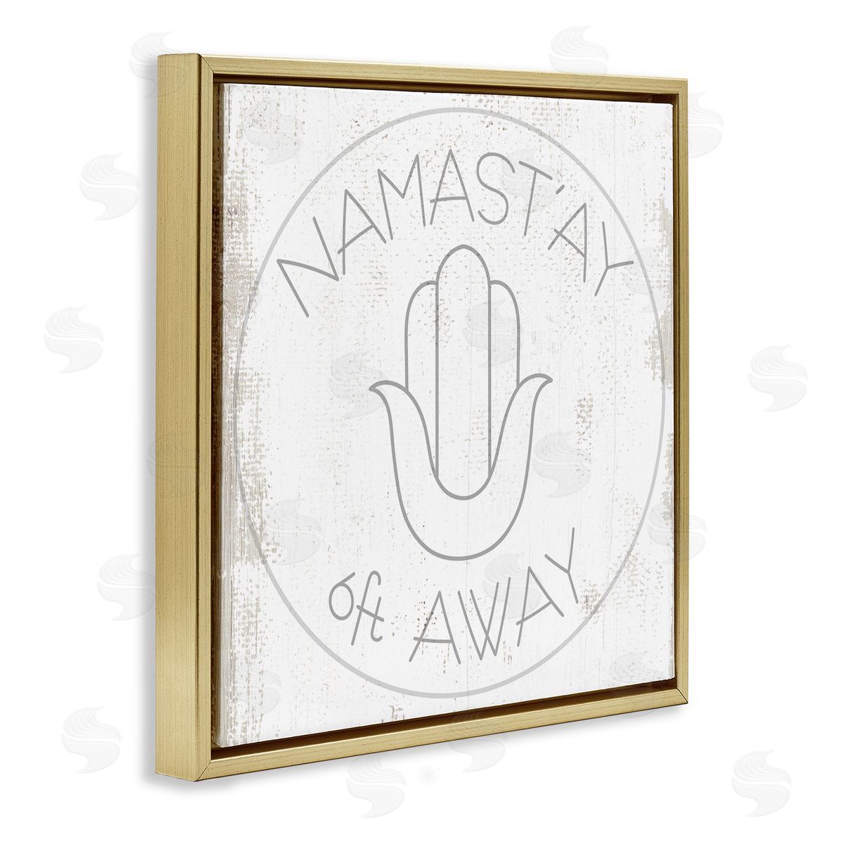 Stupell Studio Namast'ay 6 Feet Away Phrase Self-Care Pun Gold Floater Frame Canvas Art