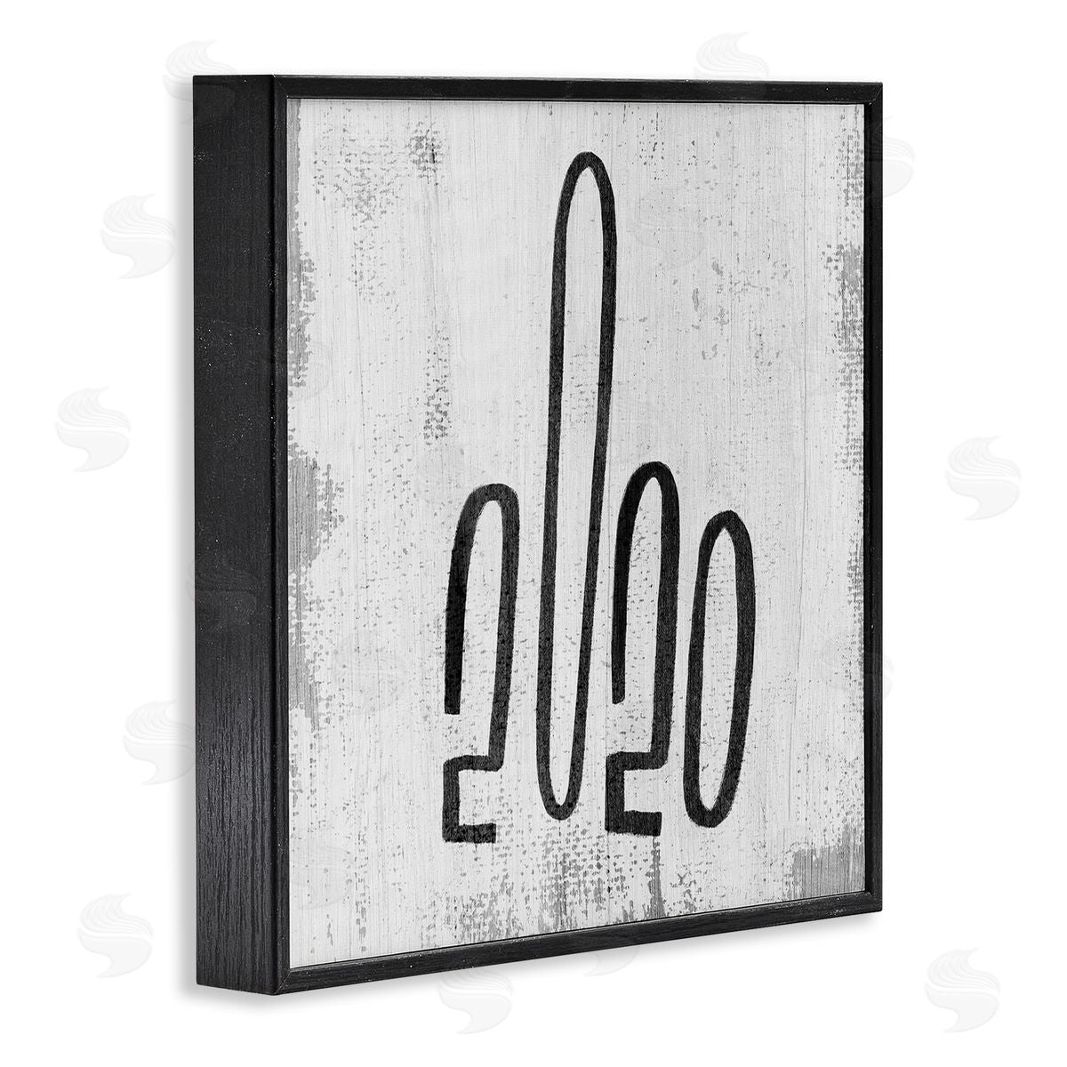 Stupell Studio Rustic 2020 Middle Finger Typography Hand Gesture Black Framed Giclee Wall Art
