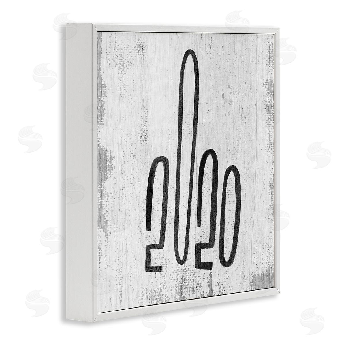 Stupell Studio Rustic 2020 Middle Finger Typography Hand Gesture White Framed Giclee Wall Art