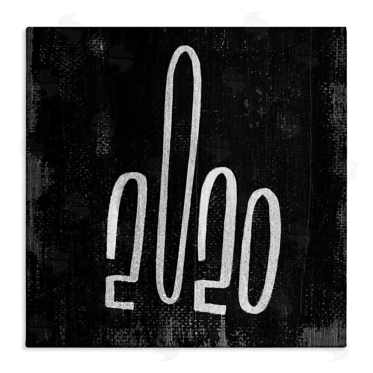 Stupell Studio Distressed Hand Gesture 2020 Middle Finger Typography Canvas Wall Art