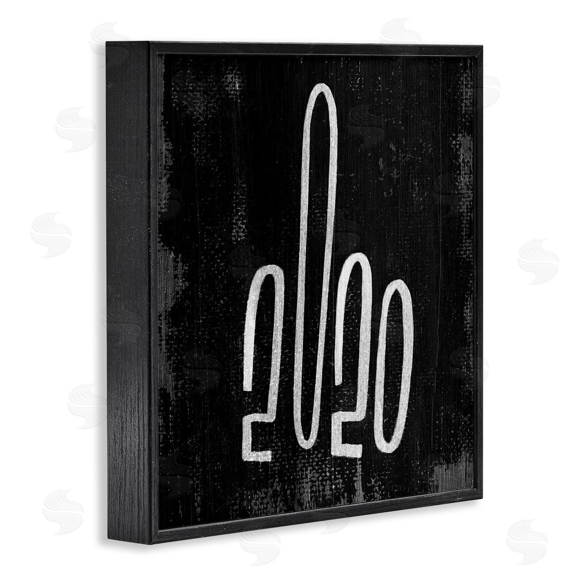 Stupell Studio Distressed Hand Gesture 2020 Middle Finger Typography Black Framed Giclee Wall Art