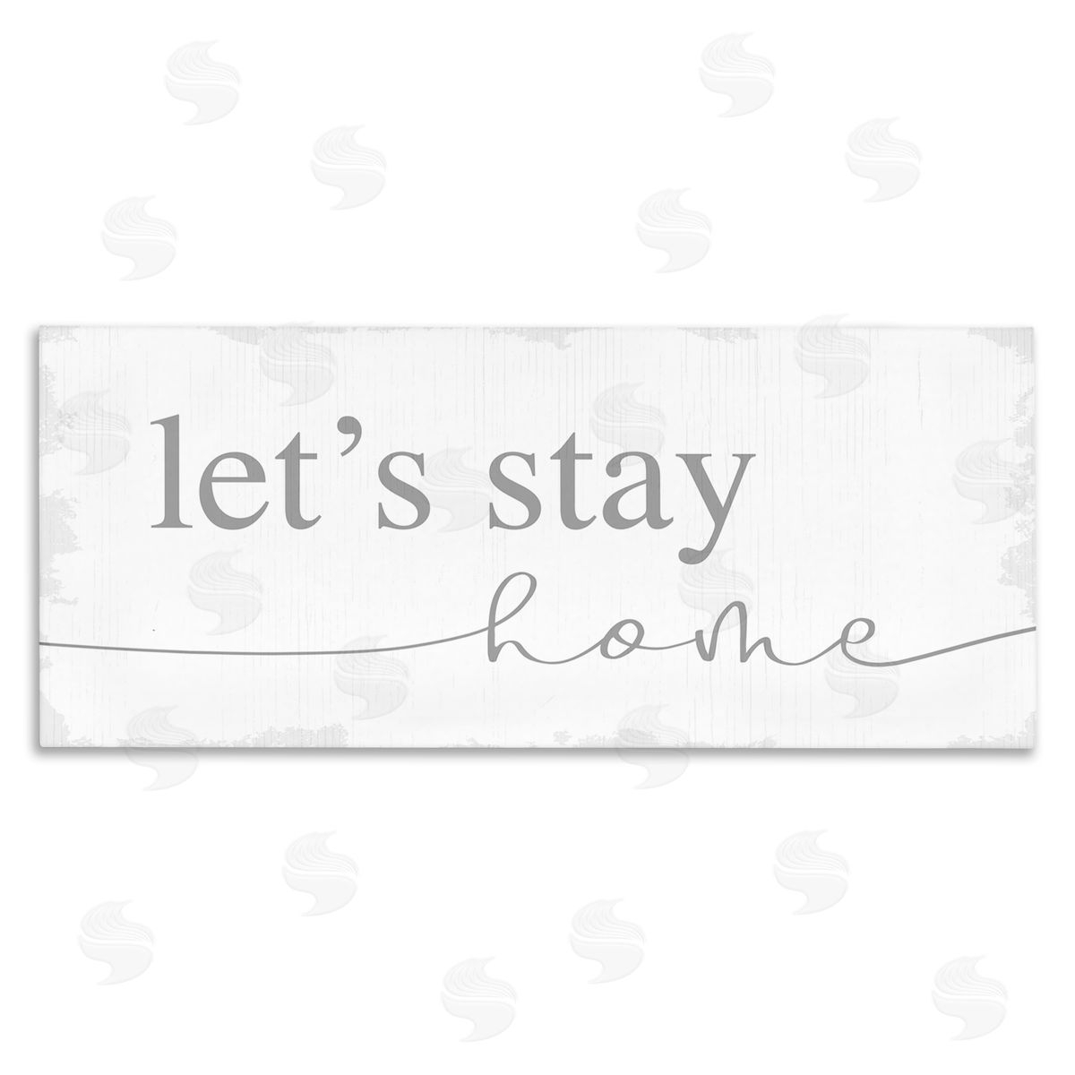 Stupell Studio Let's Stay Home Phrase Soft Grey Distressed Canvas Wall Art