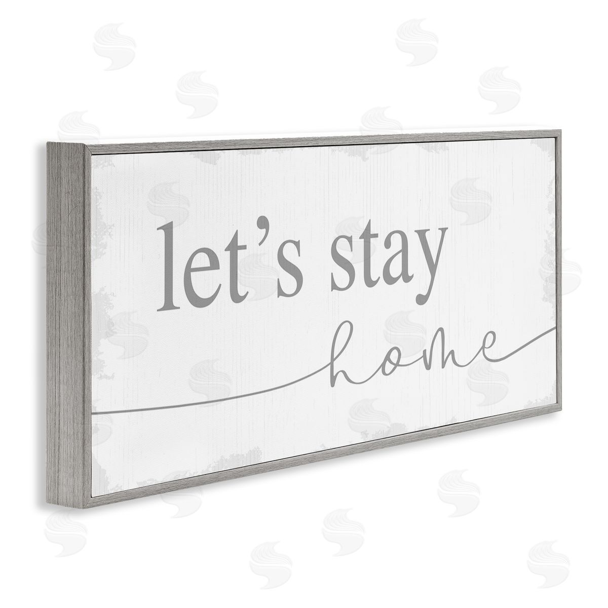 Stupell Studio Let's Stay Home Phrase Soft Grey Distressed Gray Framed Giclee Wall Art