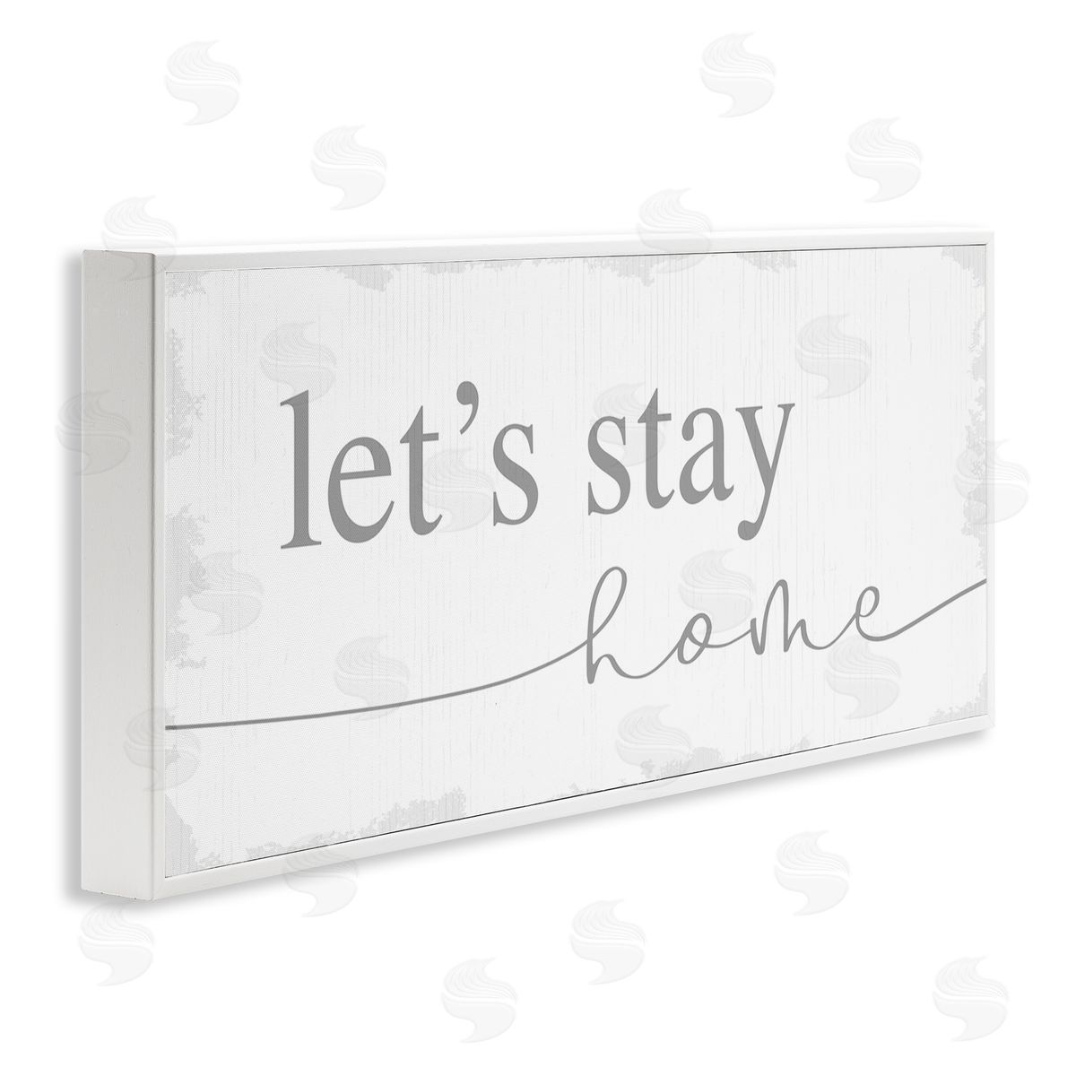 Stupell Studio Let's Stay Home Phrase Soft Grey Distressed White Framed Giclee Wall Art