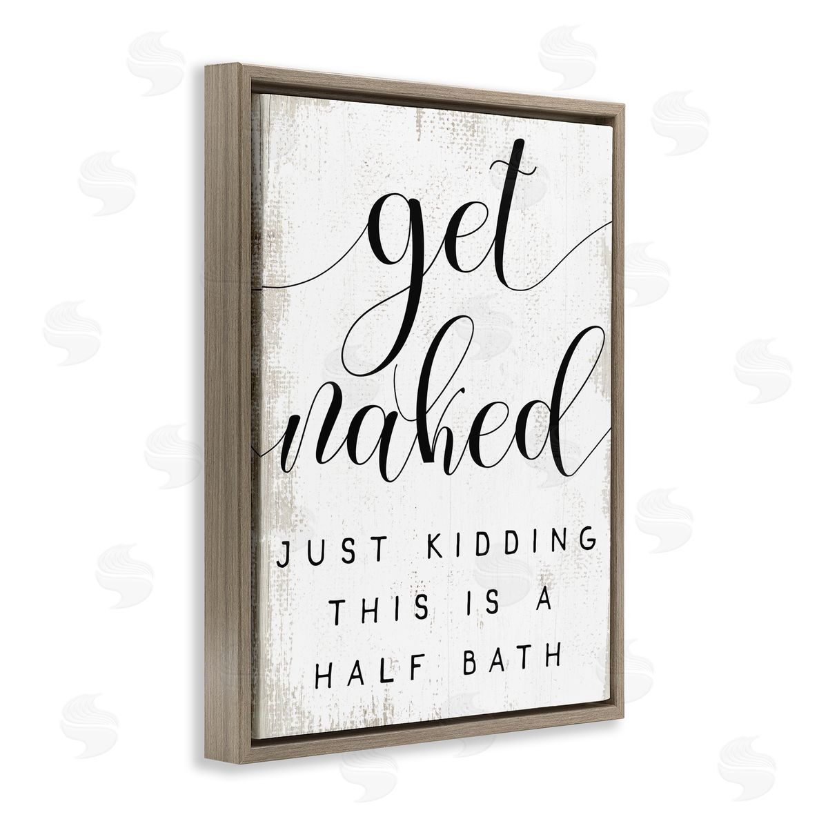 Stupell Studio Get Naked Half Bath Phrase Toilet Room Humor Brown Floater Frame Canvas Art