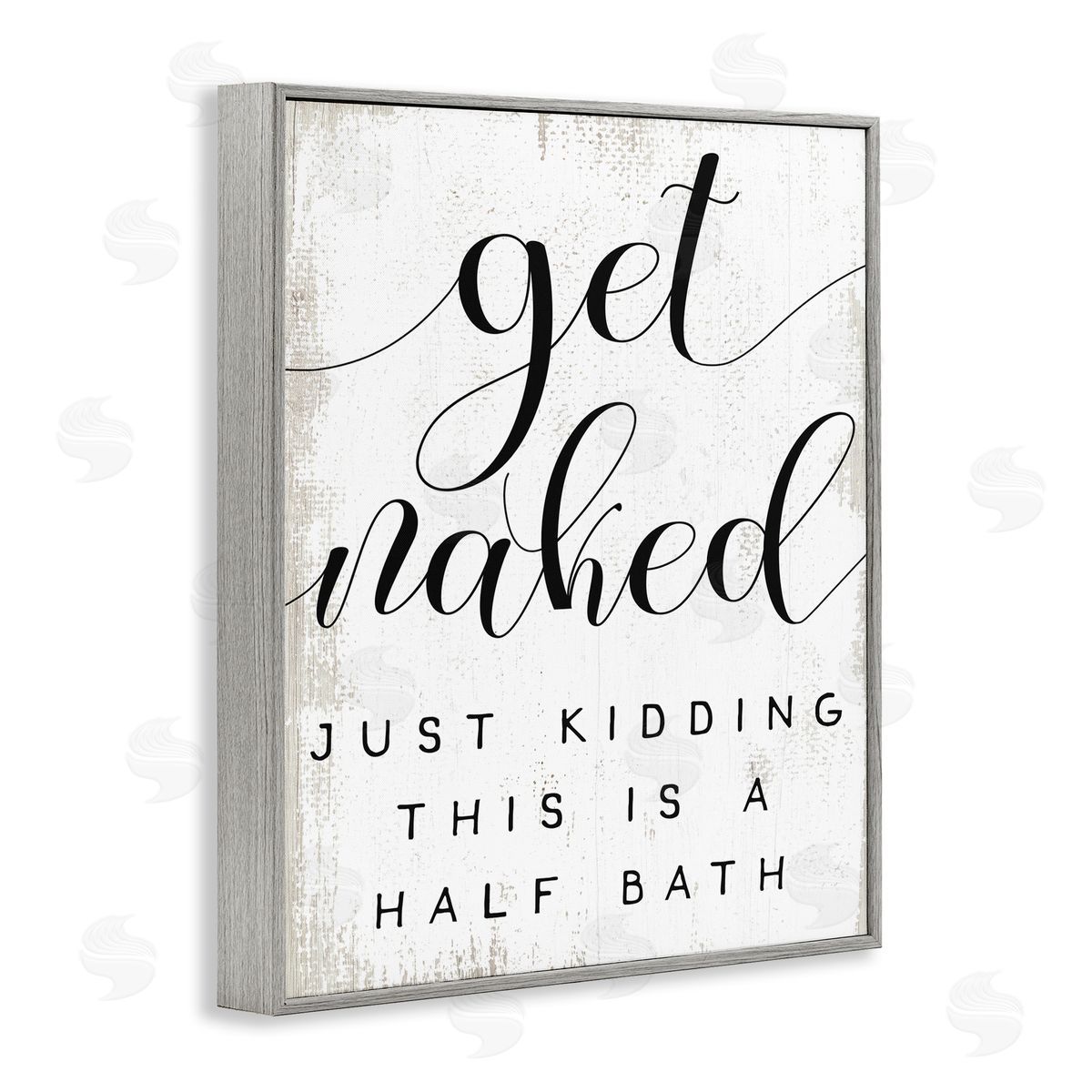 Stupell Studio Get Naked Half Bath Phrase Toilet Room Humor Gray Framed Giclee Wall Art