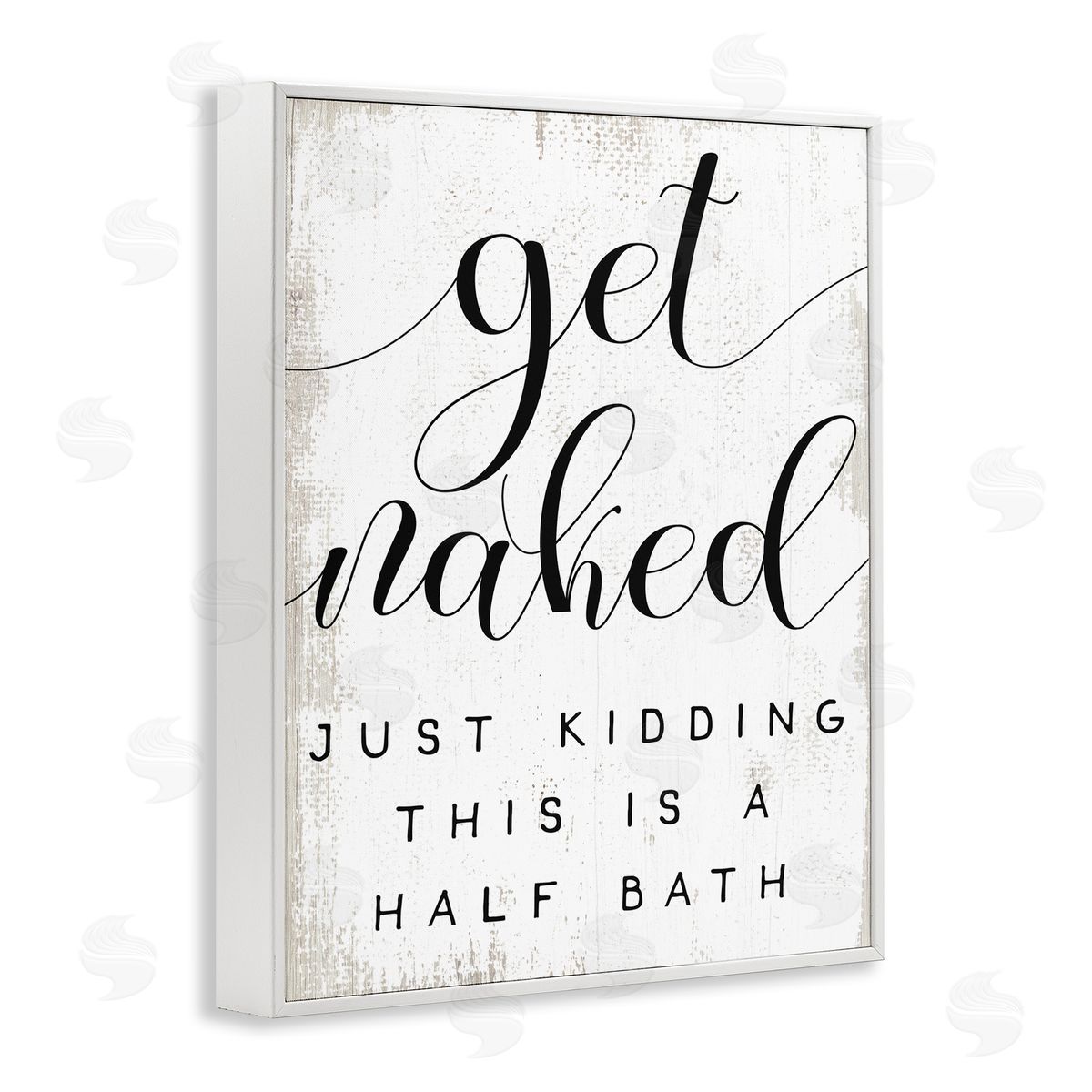 Stupell Studio Get Naked Half Bath Phrase Toilet Room Humor White Framed Giclee Wall Art