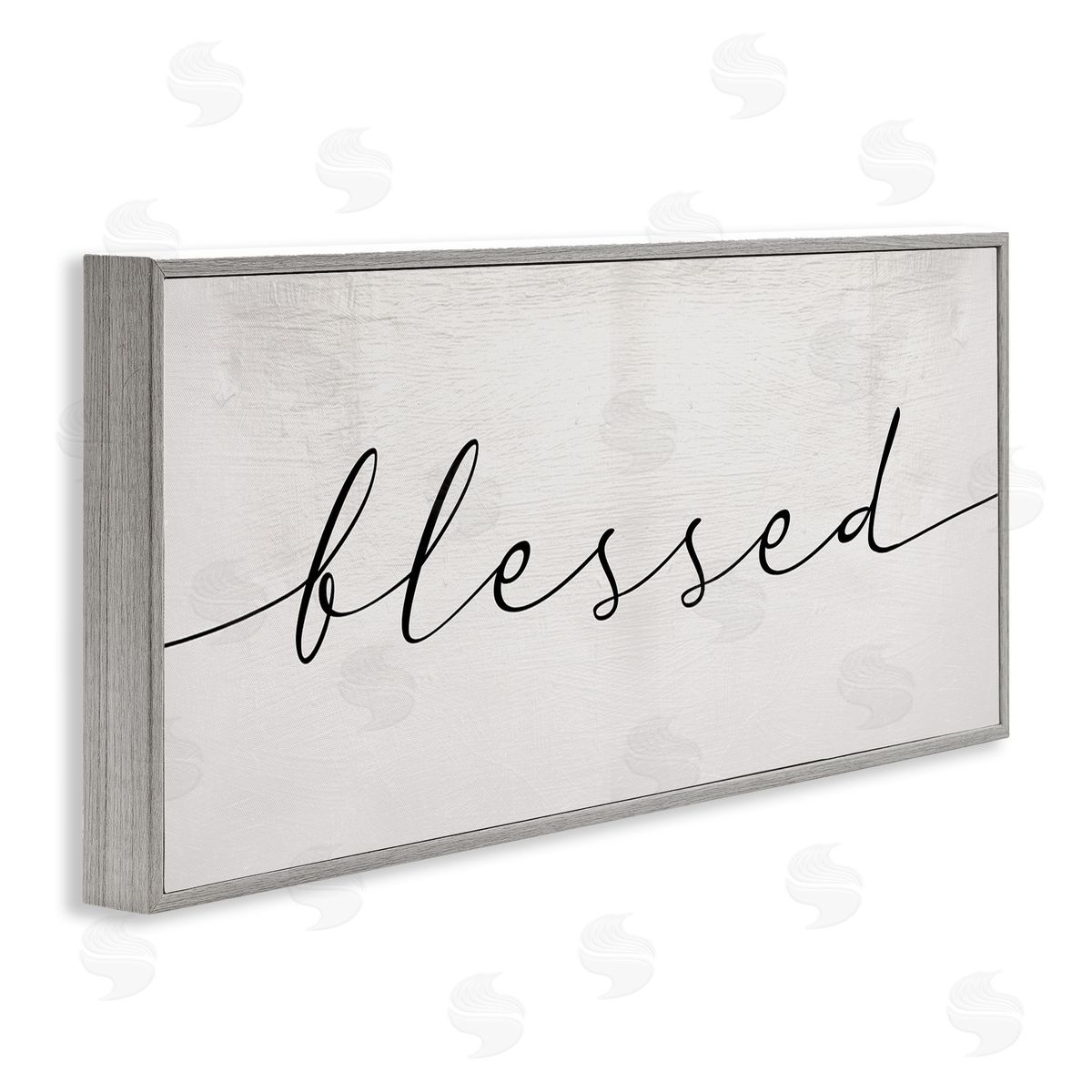 Stupell Studio Blessed Script Typography Minimal Black Off-White Gray Framed Giclee Wall Art
