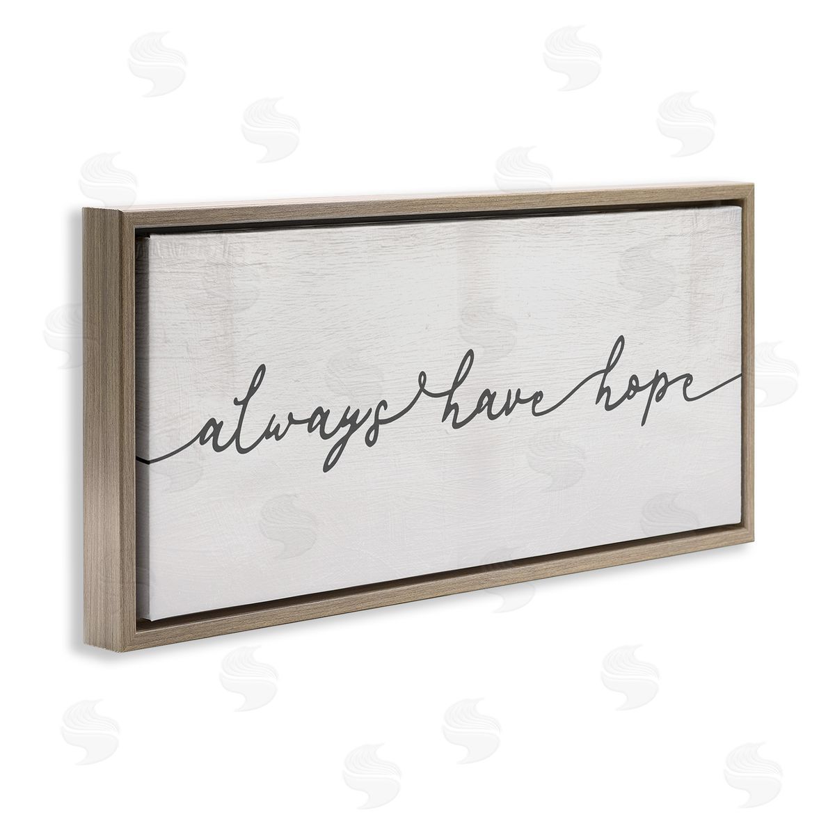 Stupell Studio Always Have Hope Phrase Vintage Cursive Typography Brown Floater Frame Canvas Art