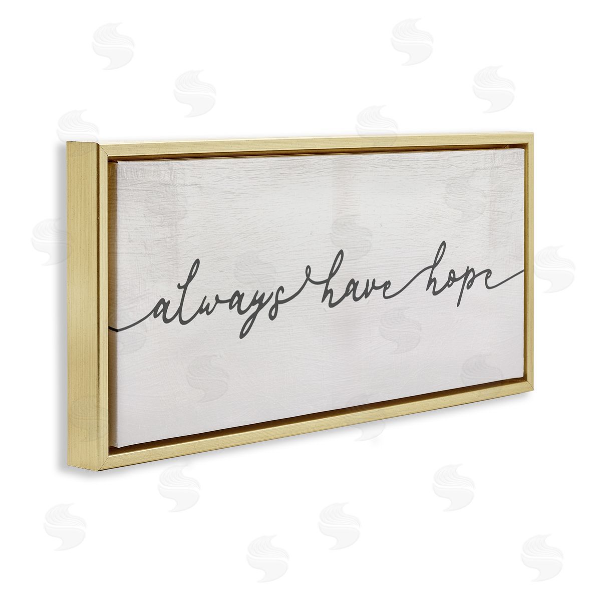 Stupell Studio Always Have Hope Phrase Vintage Cursive Typography Gold Floater Frame Canvas Art