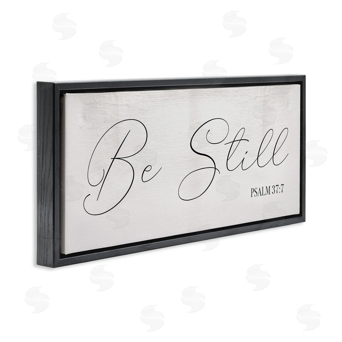Stupell Studio Be Still Phrase Psalm 37:7 Elegant Script Black Floater Frame Canvas Art
