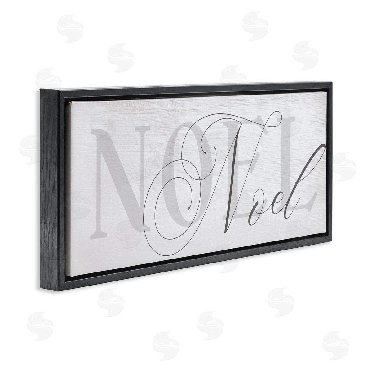 Stupell Studio Quaint Noel Typography Charming Christmas Icon Black Floater Frame Canvas Art