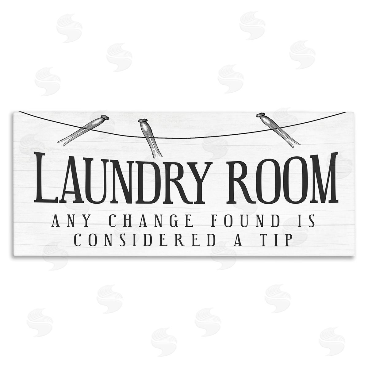 Stupell Studio Change Found is Tip Humor Vintage Laundry Sign Canvas Wall Art