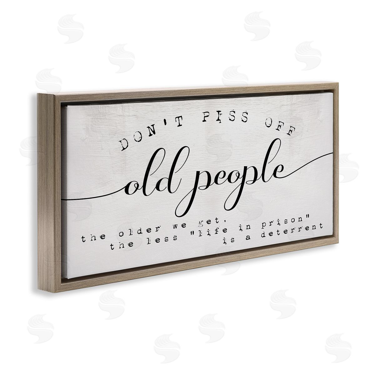 Stupell Studio Humorous Don't PO Old People Phrase Black Off-White Brown Floater Frame Canvas Art