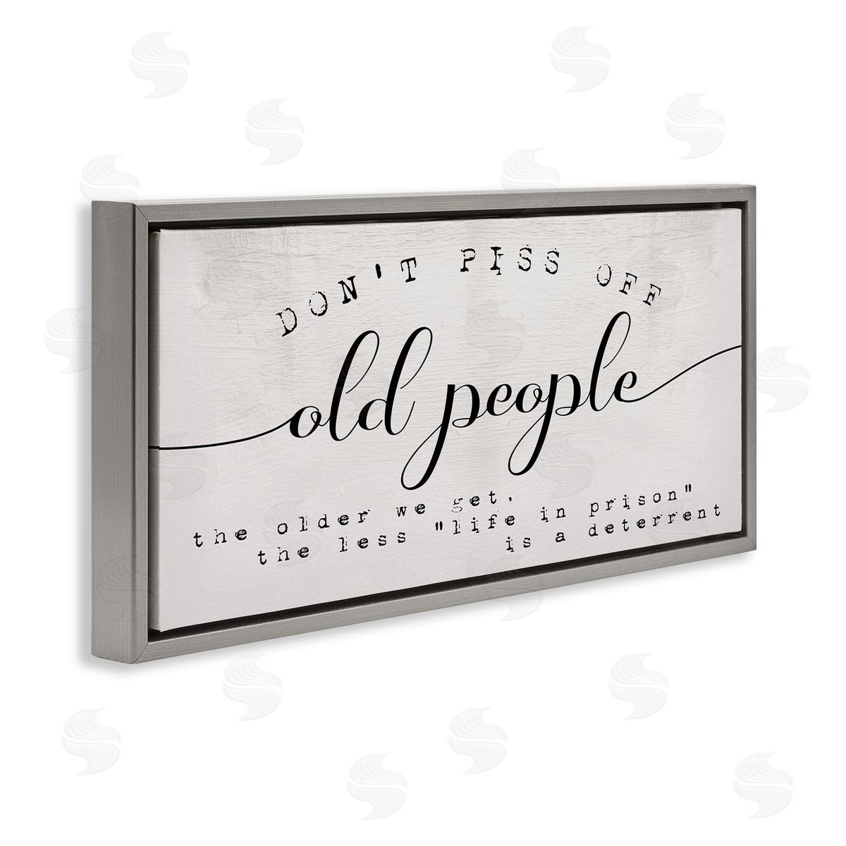 Stupell Studio Humorous Don't PO Old People Phrase Black Off-White Gray Floater Frame Canvas Art