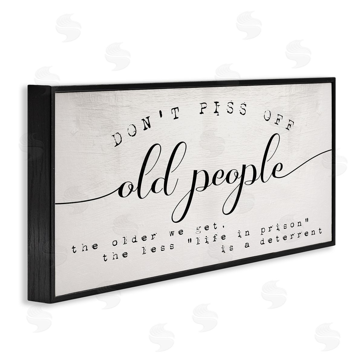 Stupell Studio Humorous Don't PO Old People Phrase Black Off-White Black Framed Giclee Wall Art