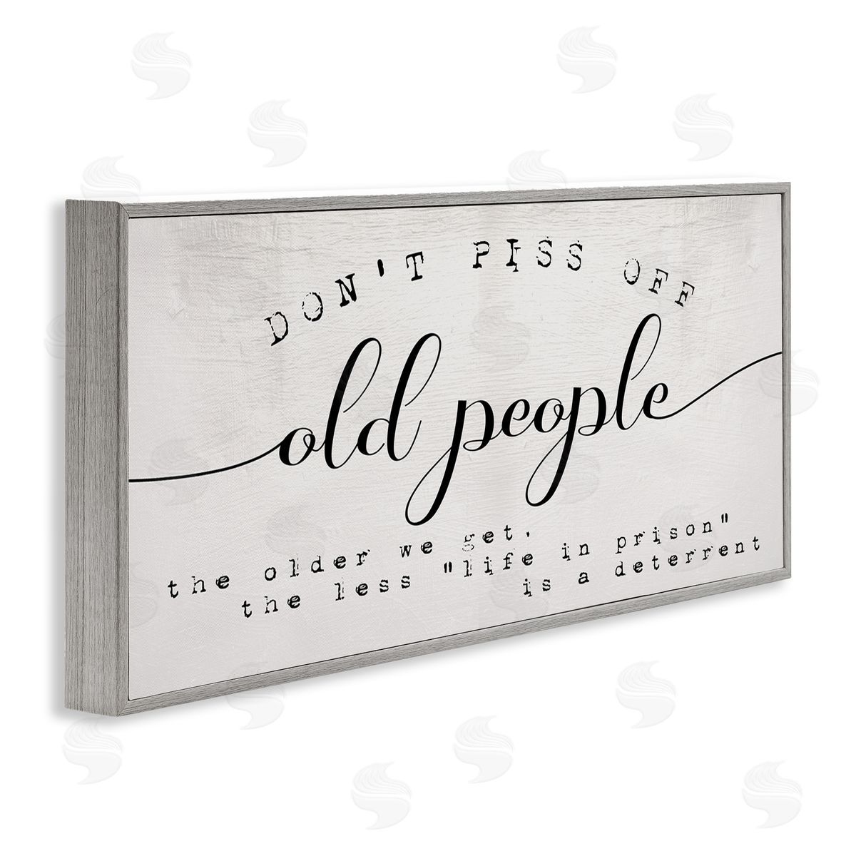 Stupell Studio Humorous Don't PO Old People Phrase Black Off-White Gray Framed Giclee Wall Art