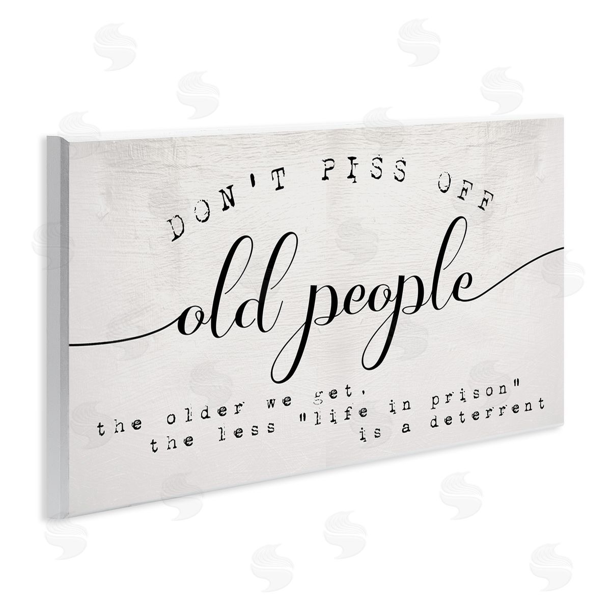 Stupell Studio Humorous Don't PO Old People Phrase Black Off-White Wall Plaque Art