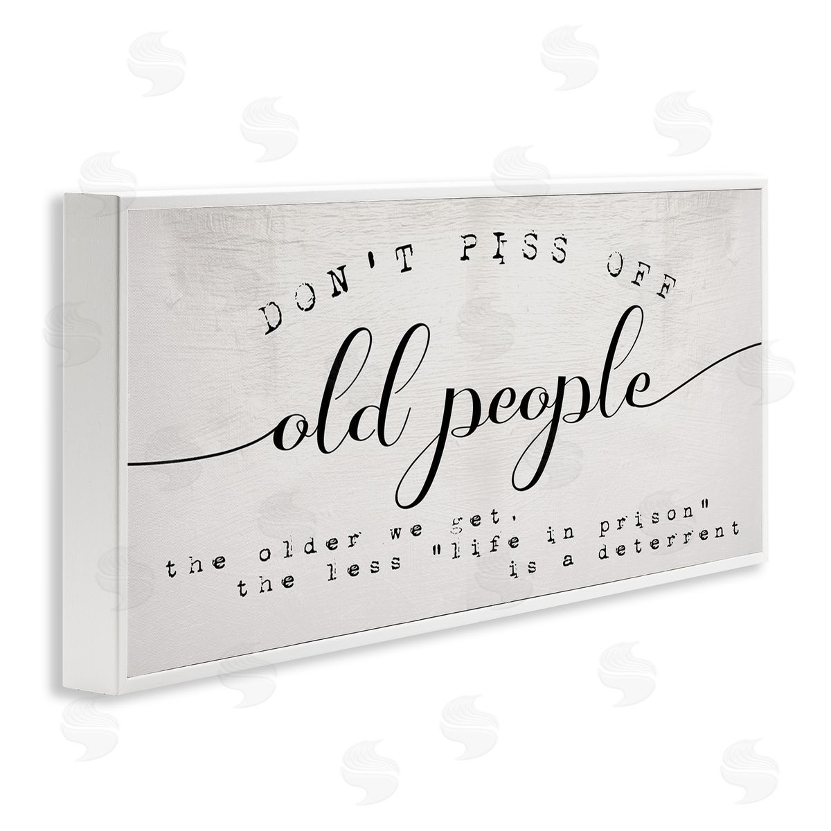 Stupell Studio Humorous Don't PO Old People Phrase Black Off-White White Framed Giclee Wall Art