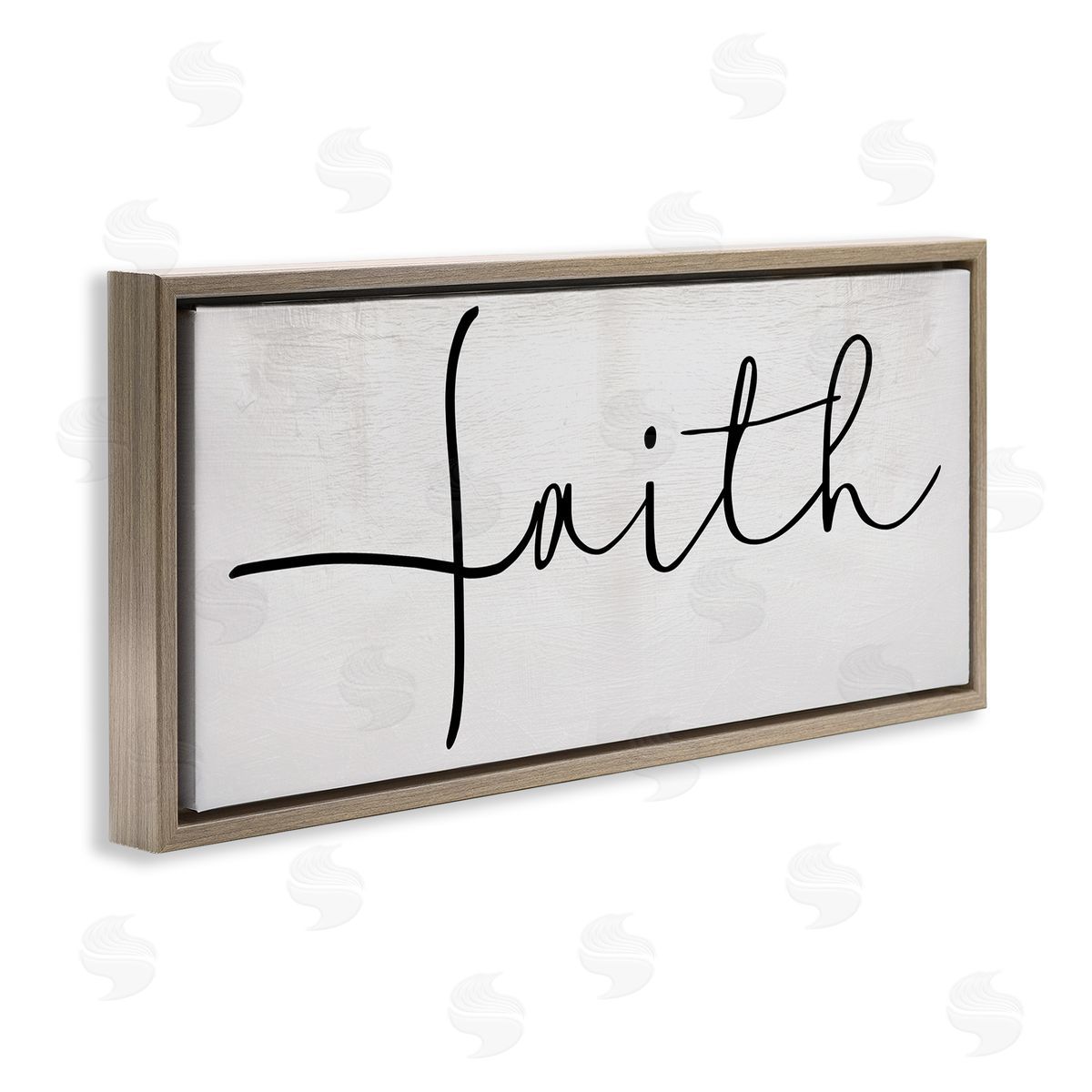 Stupell Studio Minimal Faith Text Elegant Cursive Typography Brown Floater Frame Canvas Art