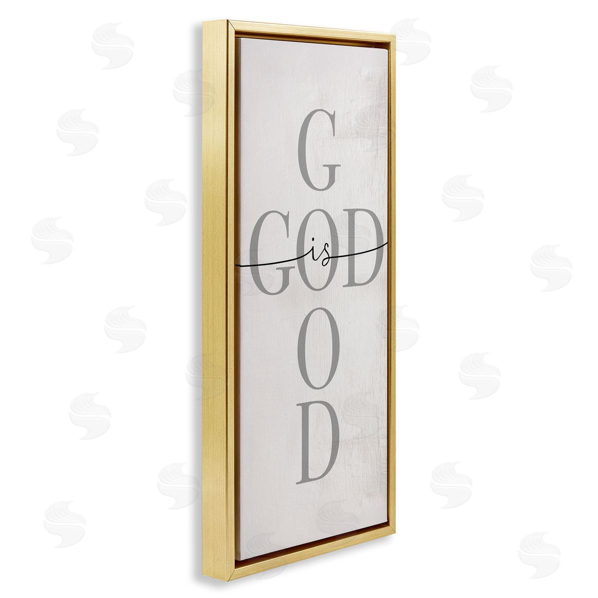 Stupell Studio God Is Good Phrase Faith Based Cross Typography Gold Floater Frame Canvas Art