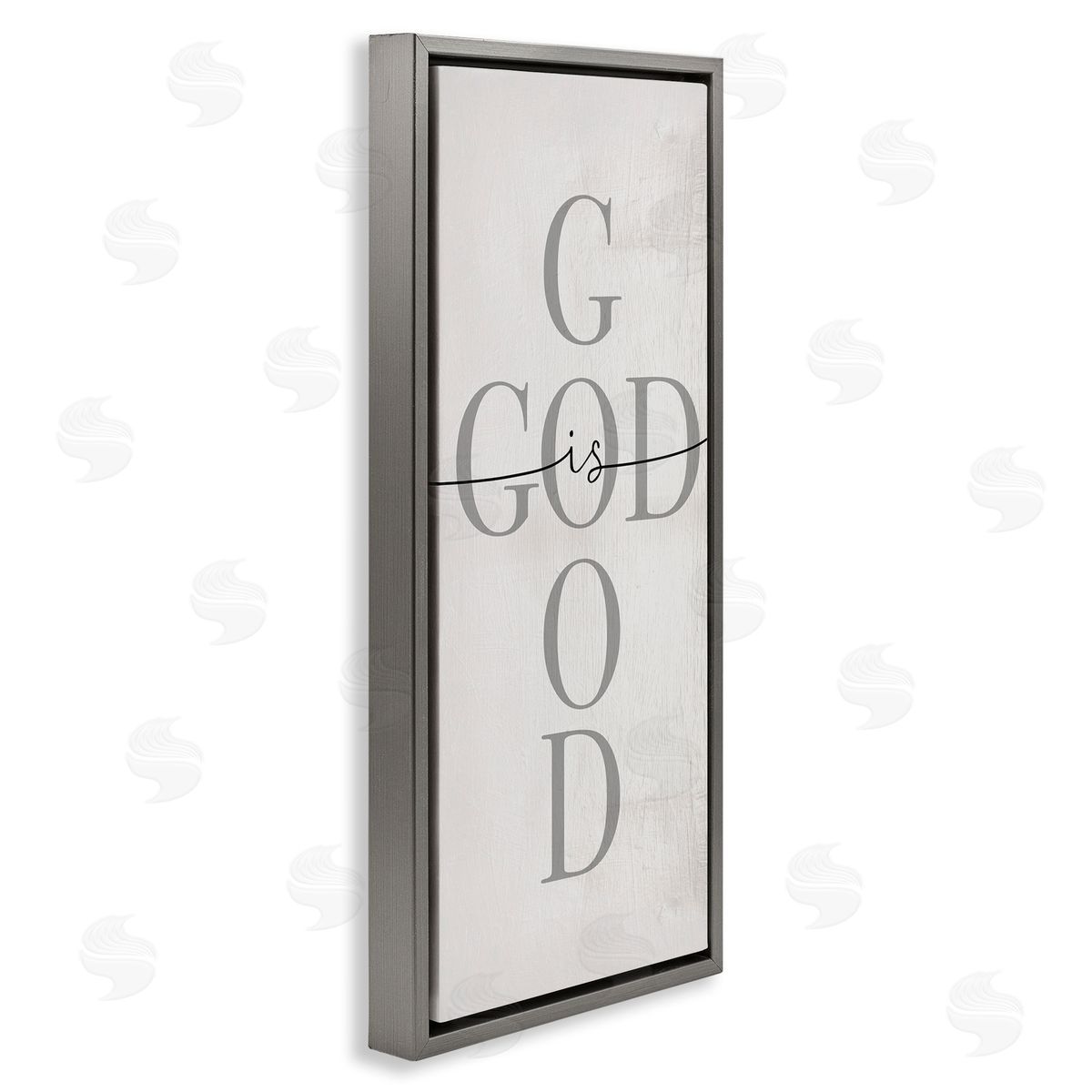 Stupell Studio God Is Good Phrase Faith Based Cross Typography Gray Floater Frame Canvas Art