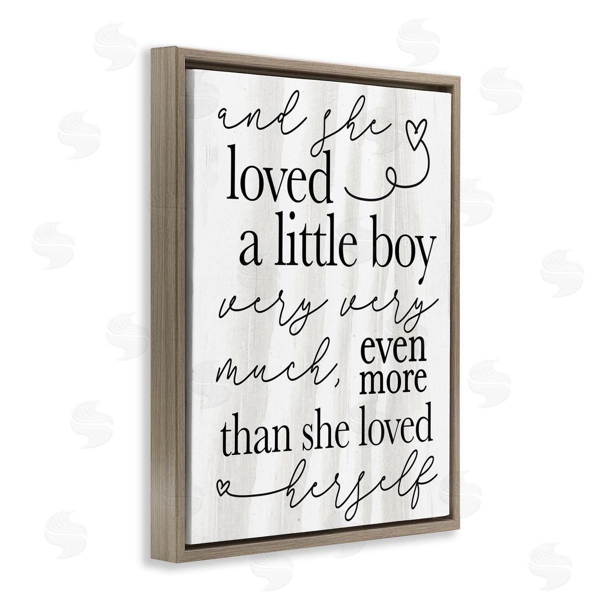 Stupell Studio Loved A Little Boy Phrase Family Home Sentiments Brown Floater Frame Canvas Art