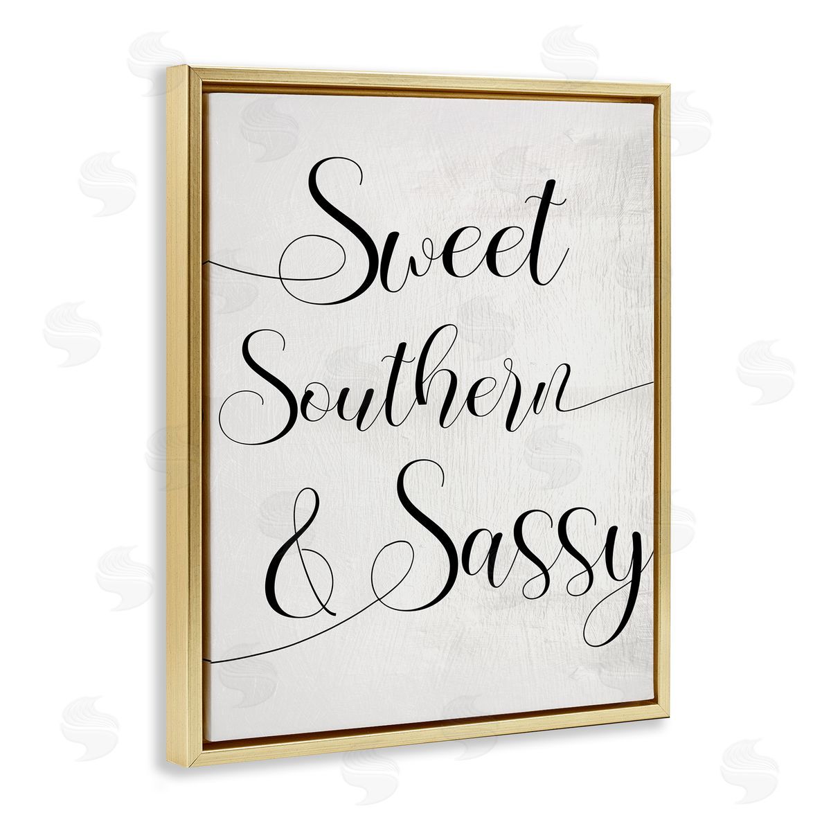 Stupell Studio Sweet Southern & Sassy Lively Cursive Typography Gold Floater Frame Canvas Art