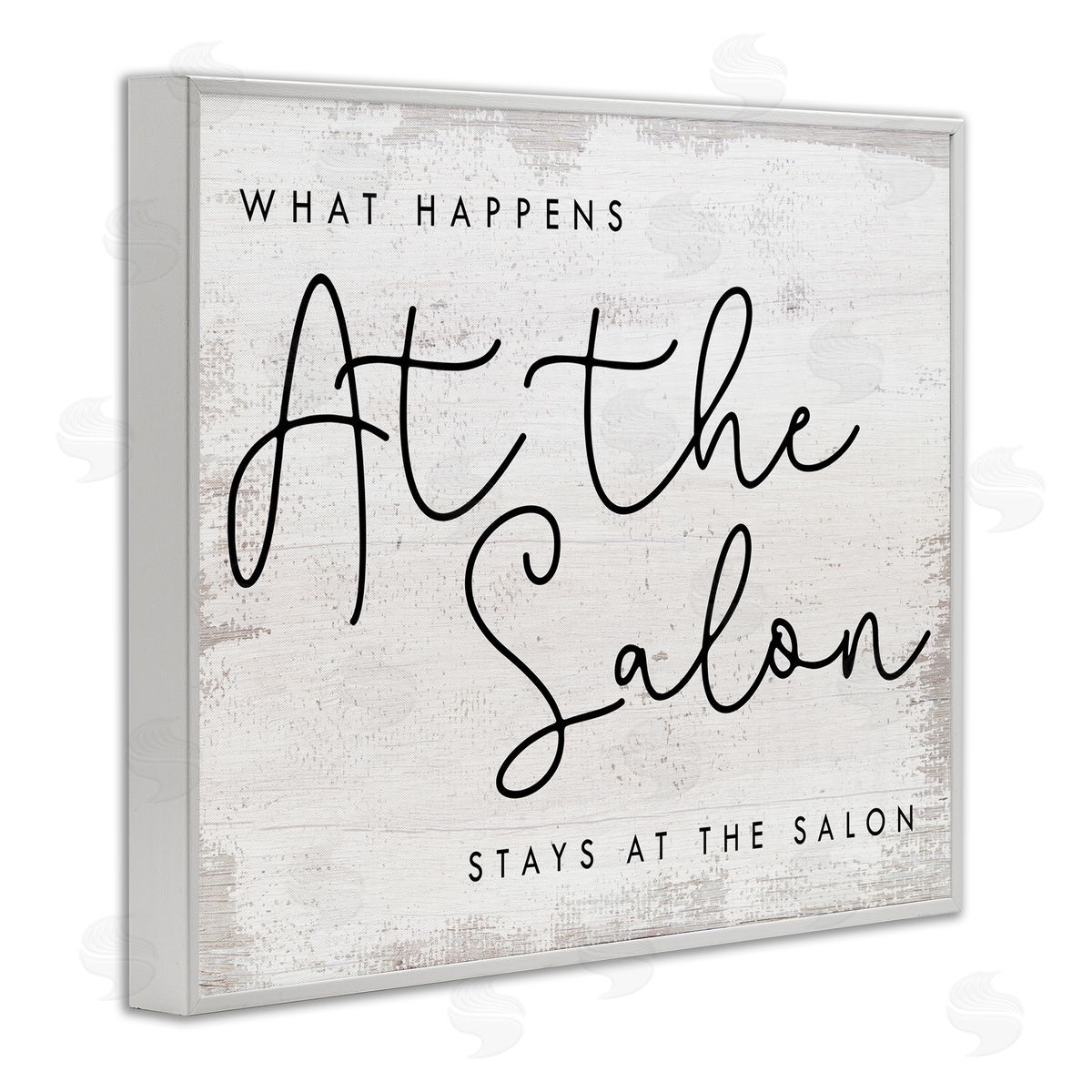 Stupell Studio What Happens at the Salon Phrase Beauty Sentiments White Framed Giclee Wall Art