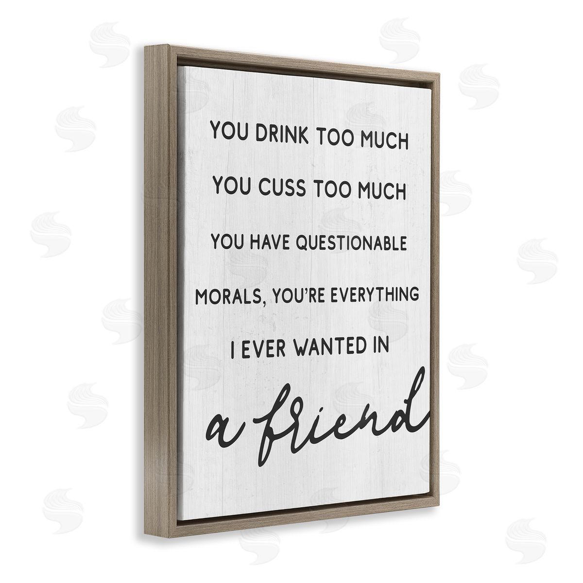 Stupell Studio Everything I Wanted in a Friend Humorous Sentiment Brown Floater Frame Canvas Art