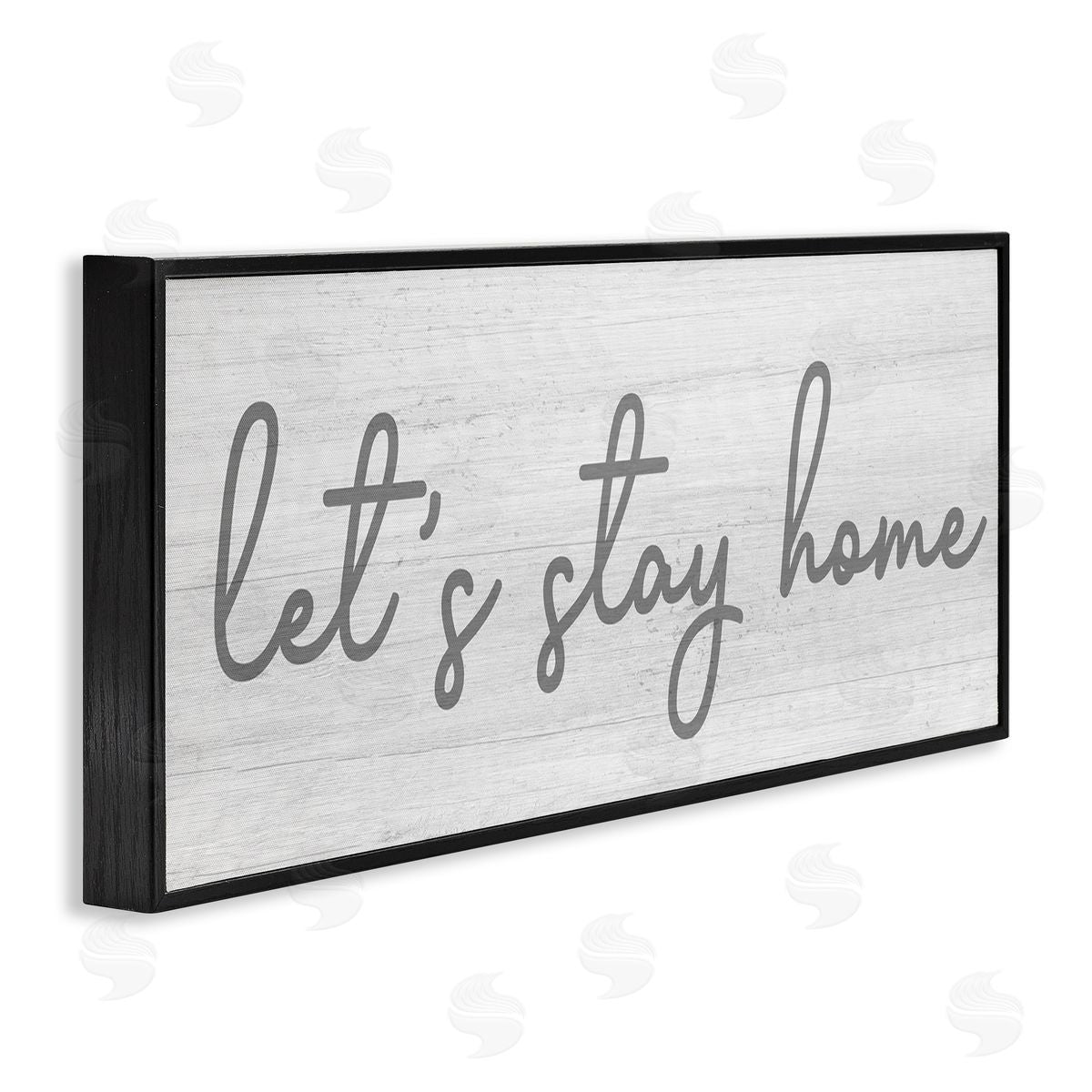 Stupell Studio Let's Stay Home Sentiments Soft Circular Script Black Framed Giclee Wall Art