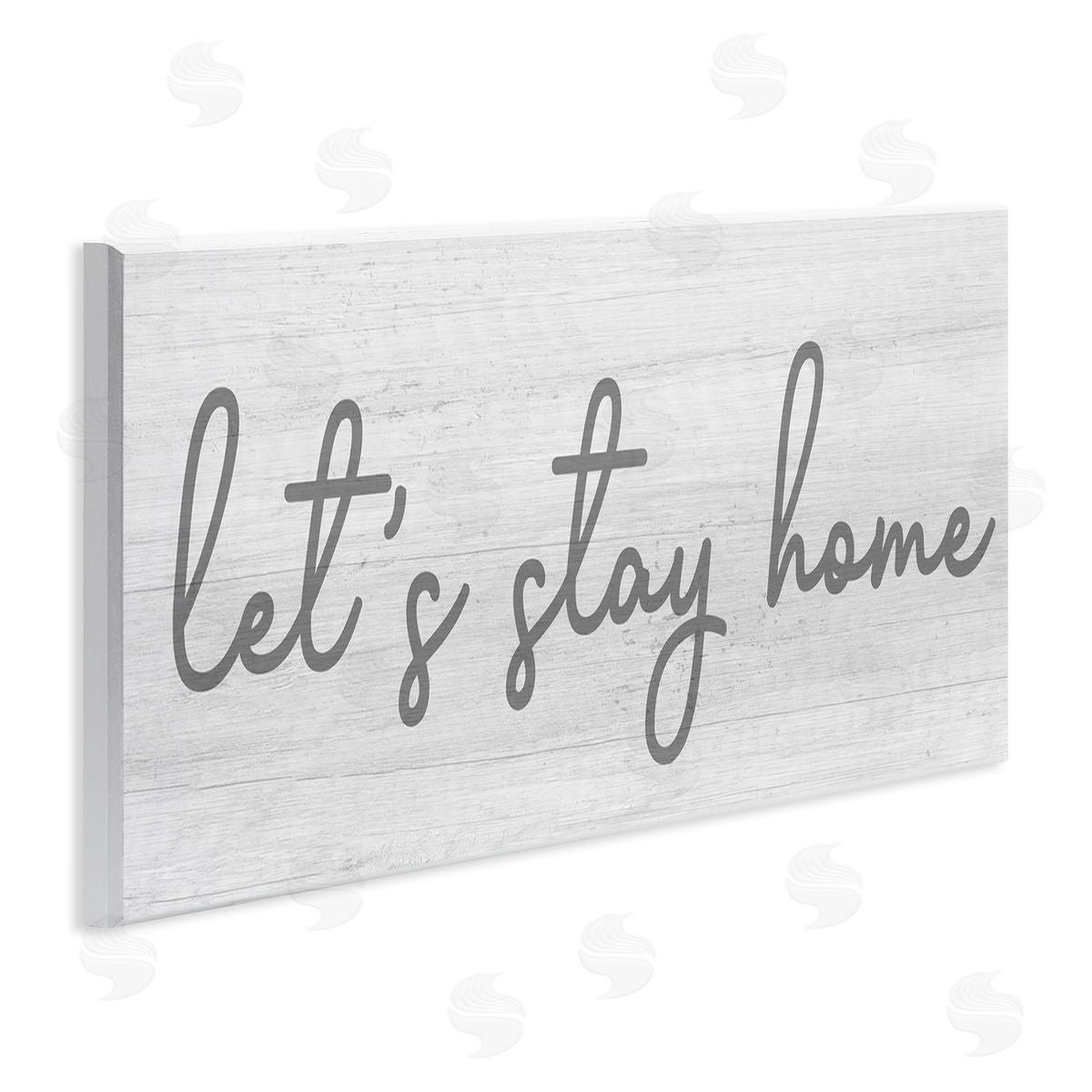 Stupell Studio Let's Stay Home Sentiments Soft Circular Script Wall Plaque Art