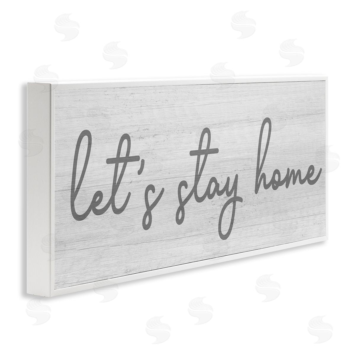 Stupell Studio Let's Stay Home Sentiments Soft Circular Script White Framed Giclee Wall Art