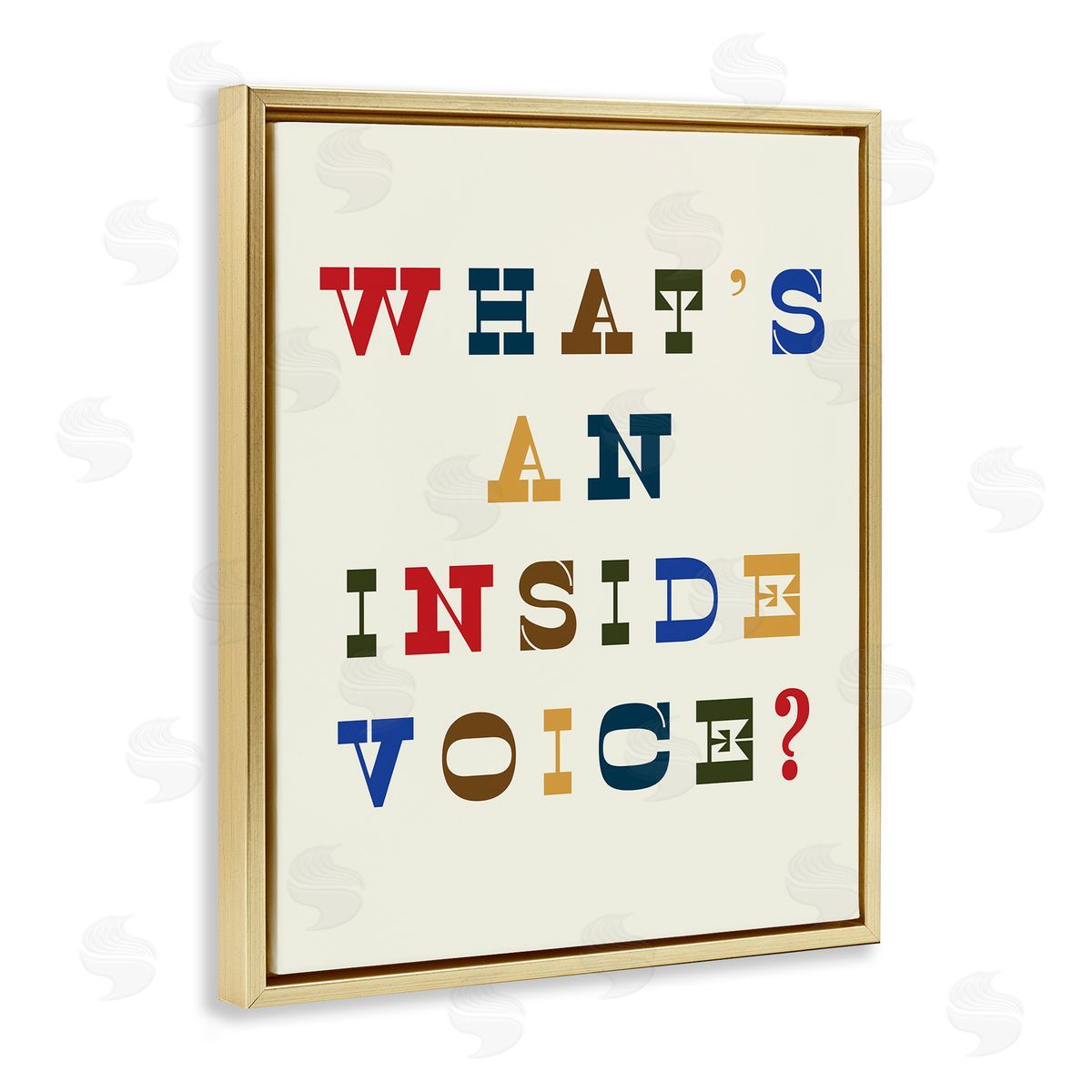 Stupell Studio What's An Inside Voice Phrase Western Typography Gold Floater Frame Canvas Art
