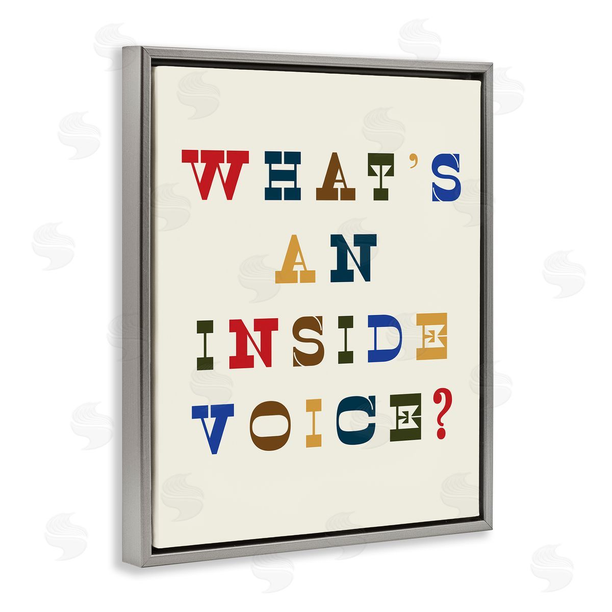 Stupell Studio What's An Inside Voice Phrase Western Typography Gray Floater Frame Canvas Art