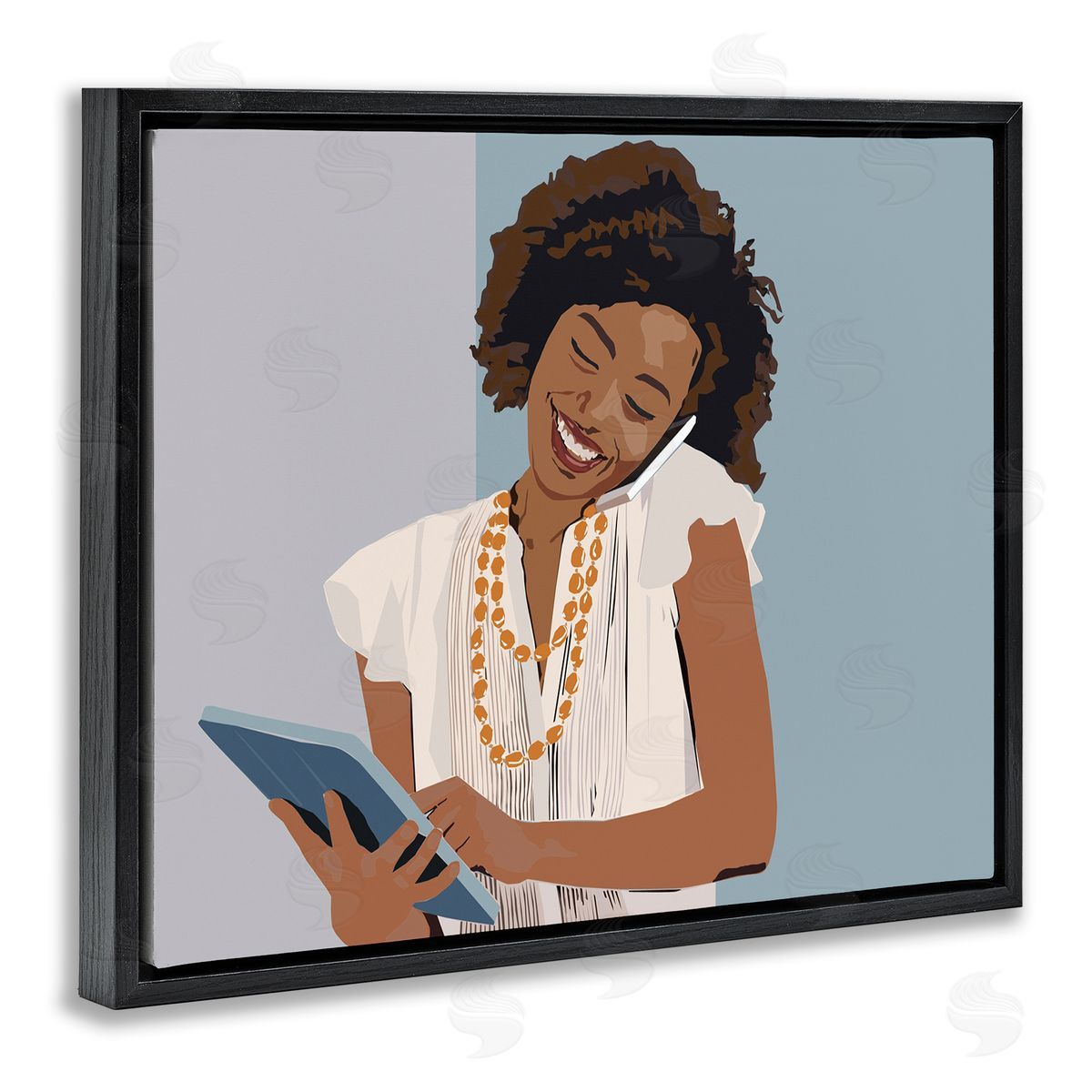 Nancy Ferrara Professional Woman With Tablet Office Portrait Black Floater Frame Canvas Art