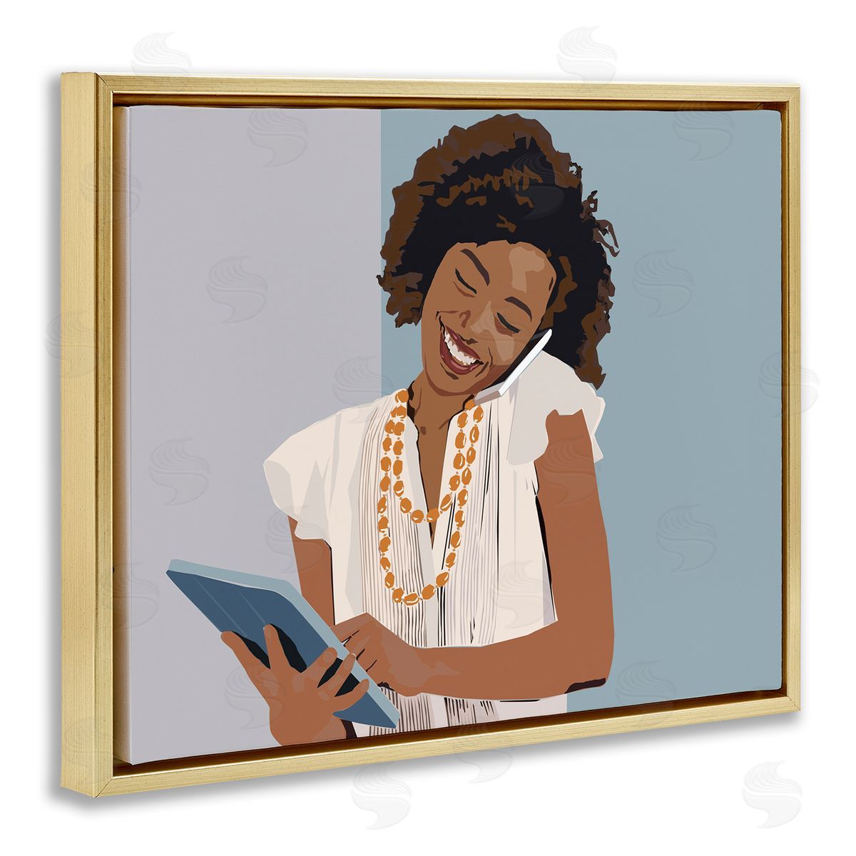 Nancy Ferrara Professional Woman With Tablet Office Portrait Gold Floater Frame Canvas Art