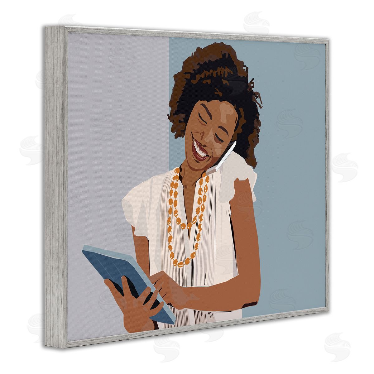 Nancy Ferrara Professional Woman With Tablet Office Portrait Gray Framed Giclee Wall Art