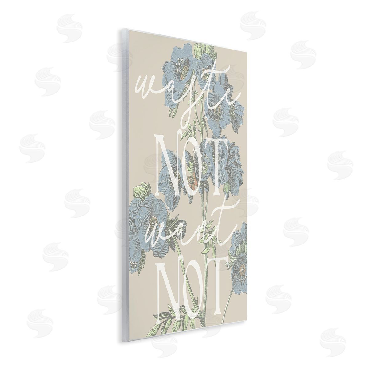 Stupell Studio Waste Not Want Not Quote Blue Botanicals Wall Plaque Art