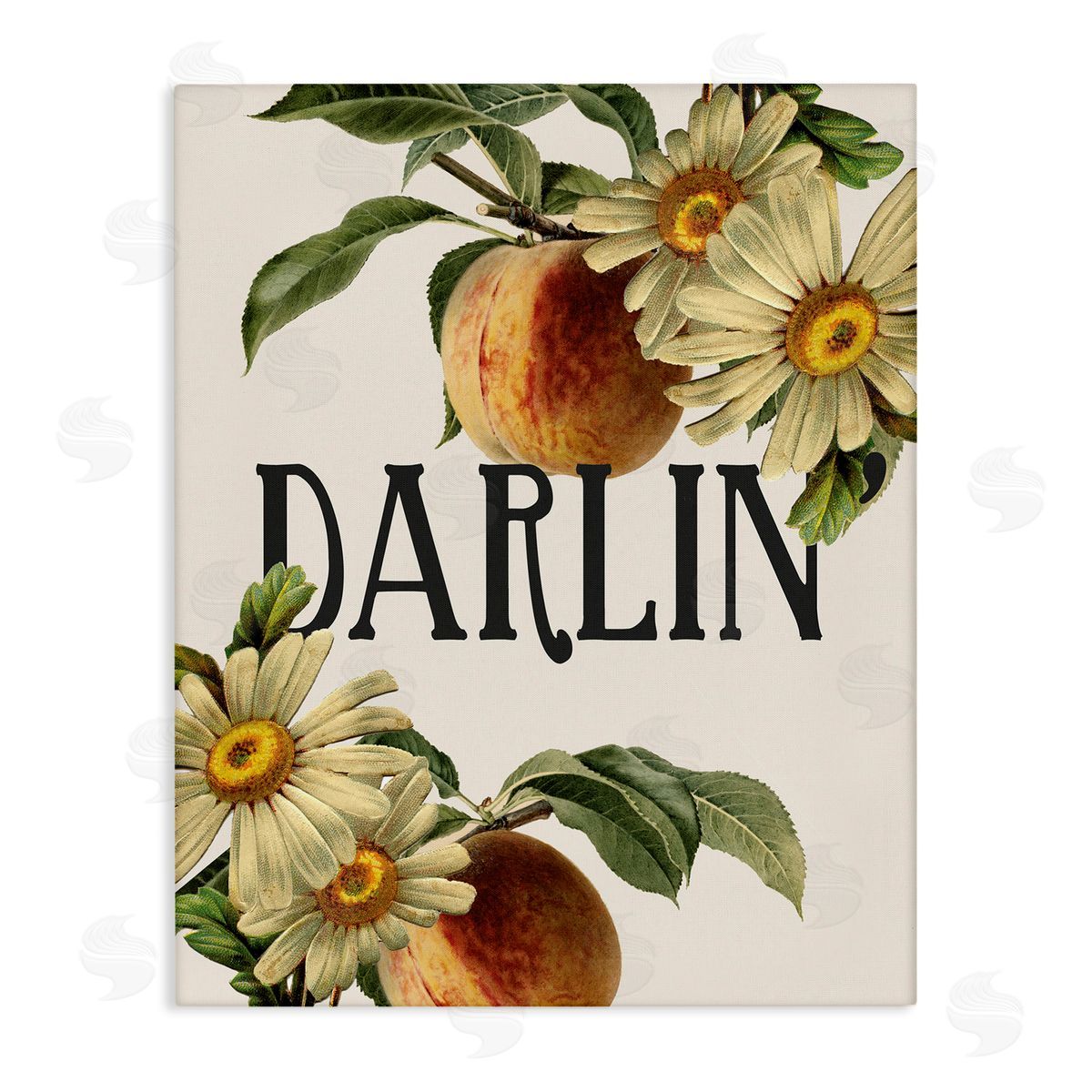 Stupell Studio Darlin' Southern Phrase Vintage Peach Tree Canvas Wall Art