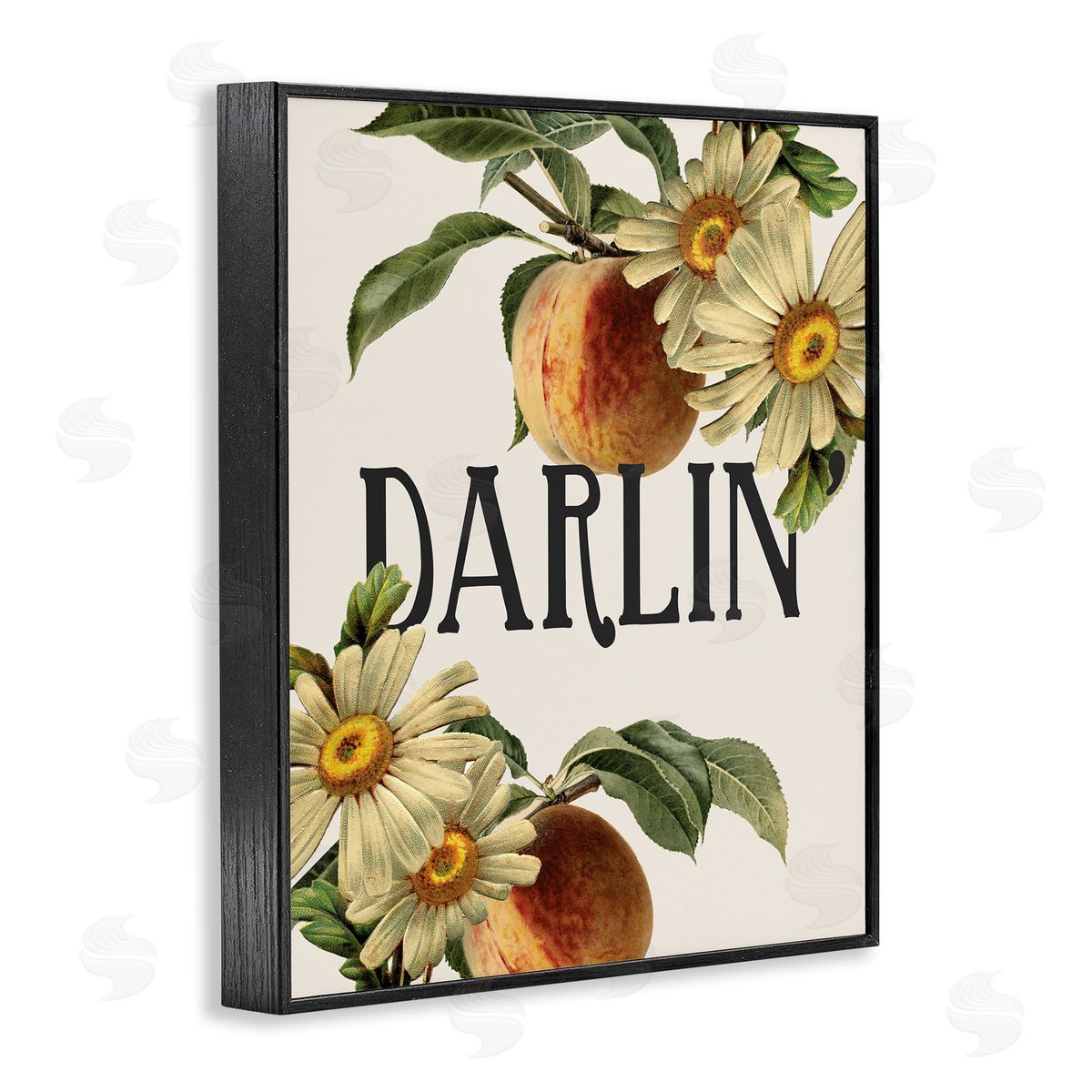 Stupell Studio Darlin' Southern Phrase Vintage Peach Tree Black Framed Giclee Wall Art