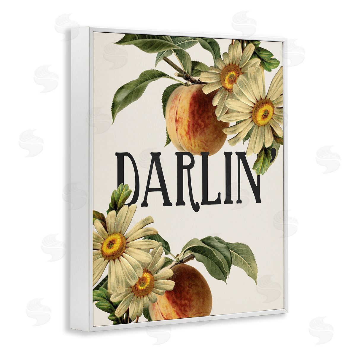 Stupell Studio Darlin' Southern Phrase Vintage Peach Tree White Framed Giclee Wall Art