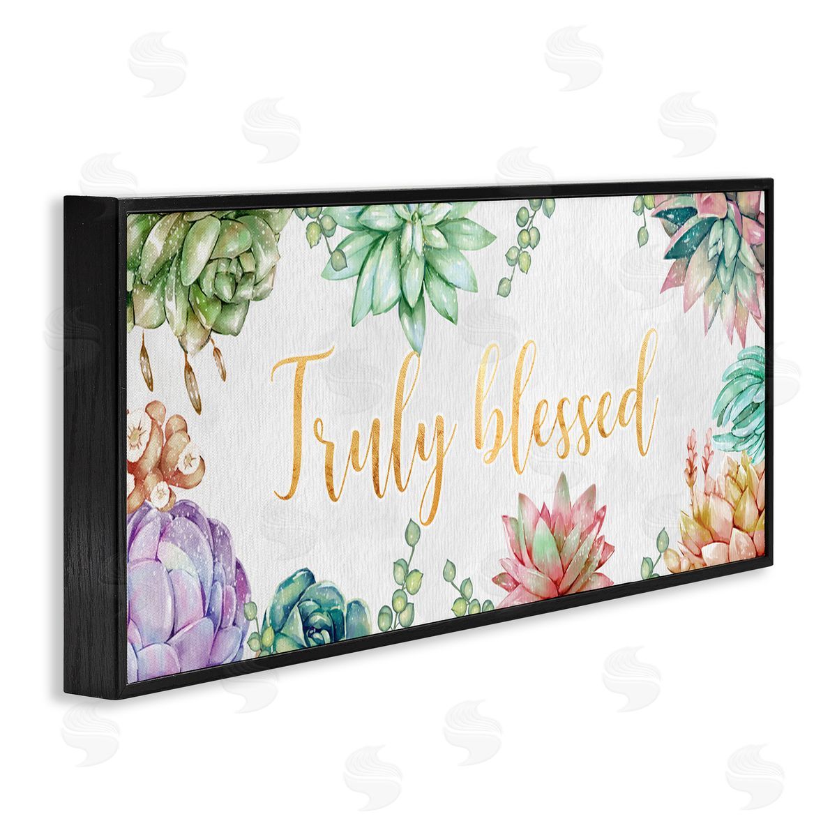 Ziwei Li Truly Blessed Sentiments Modern Succulent Greenery Black Framed Giclee Wall Art