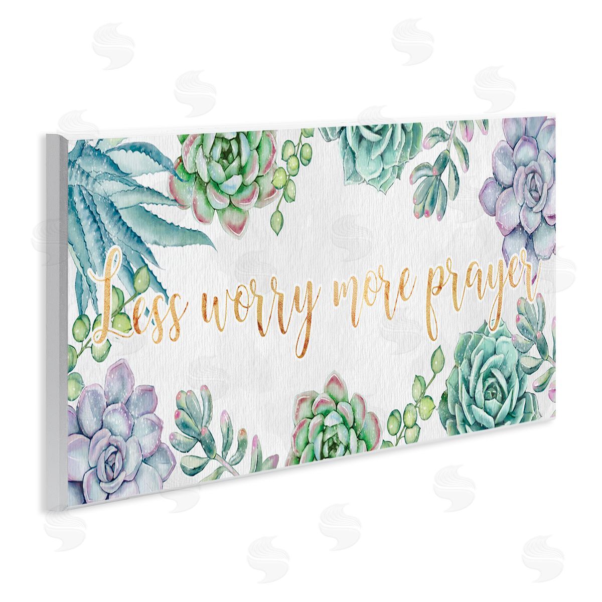 Ziwei Li Less Worry More Prayer Blooming Succulent Plants Wall Plaque Art