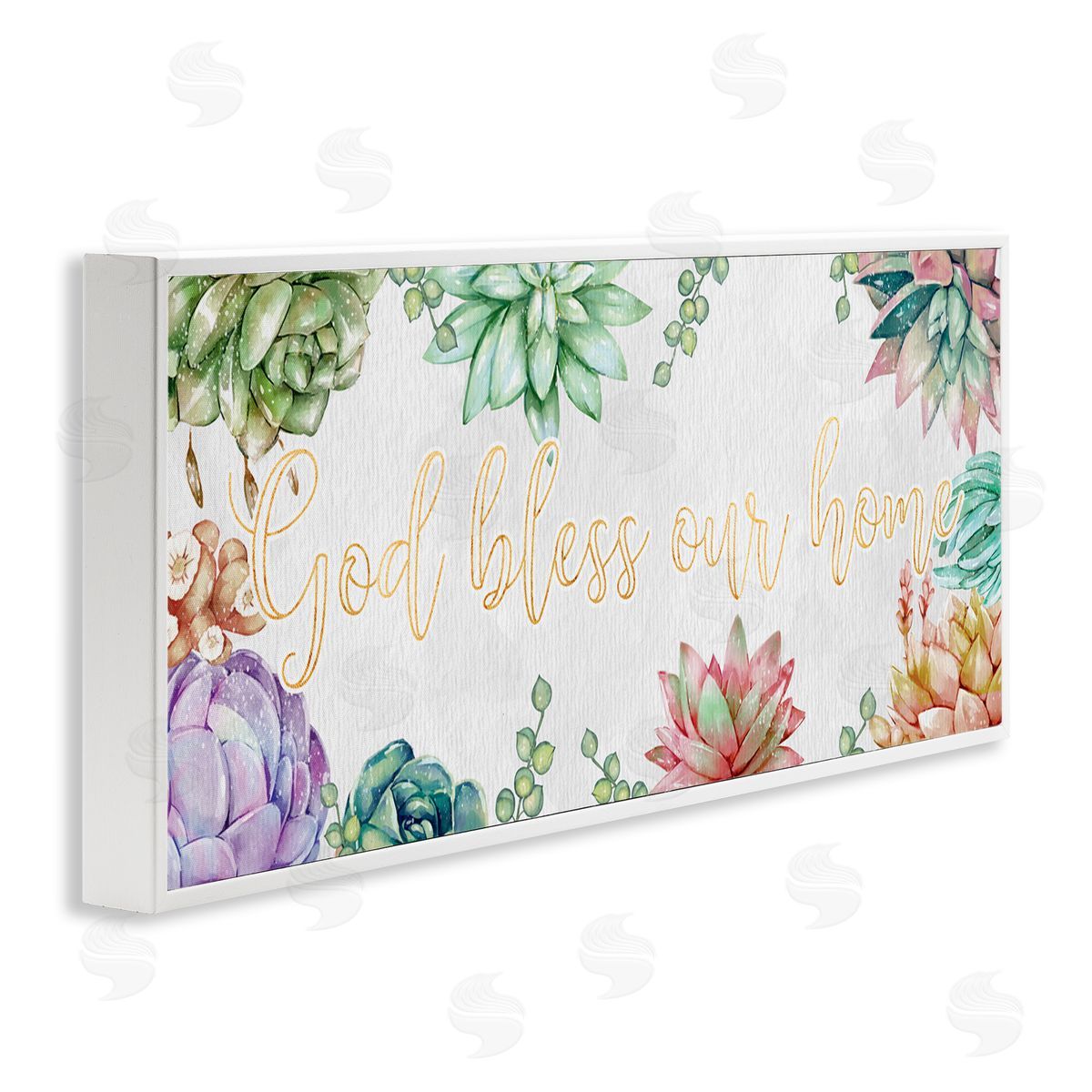 Ziwei Li God Bless Our Home Expression Purple Pink Succulents White Framed Giclee Wall Art