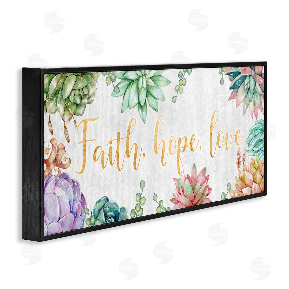 Ziwei Li Faith Hope Love Expression Chic Spring Succulents Black Framed Giclee Wall Art