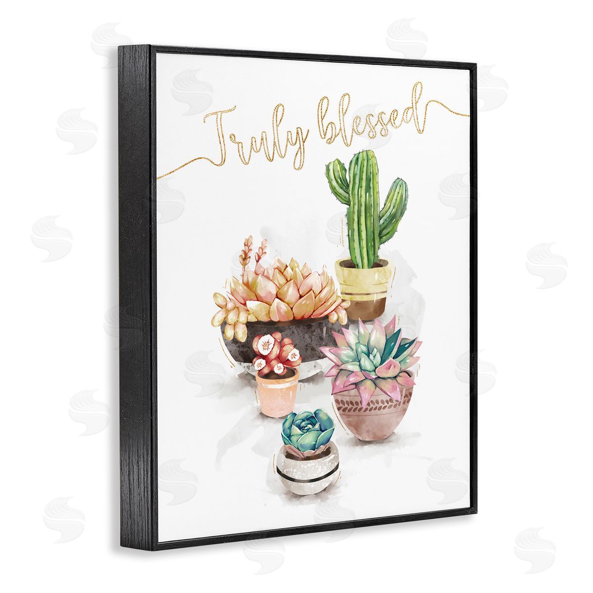 Ziwei Li Truly Blessed Expression Chic Succulent Cactus Plants Black Framed Giclee Wall Art