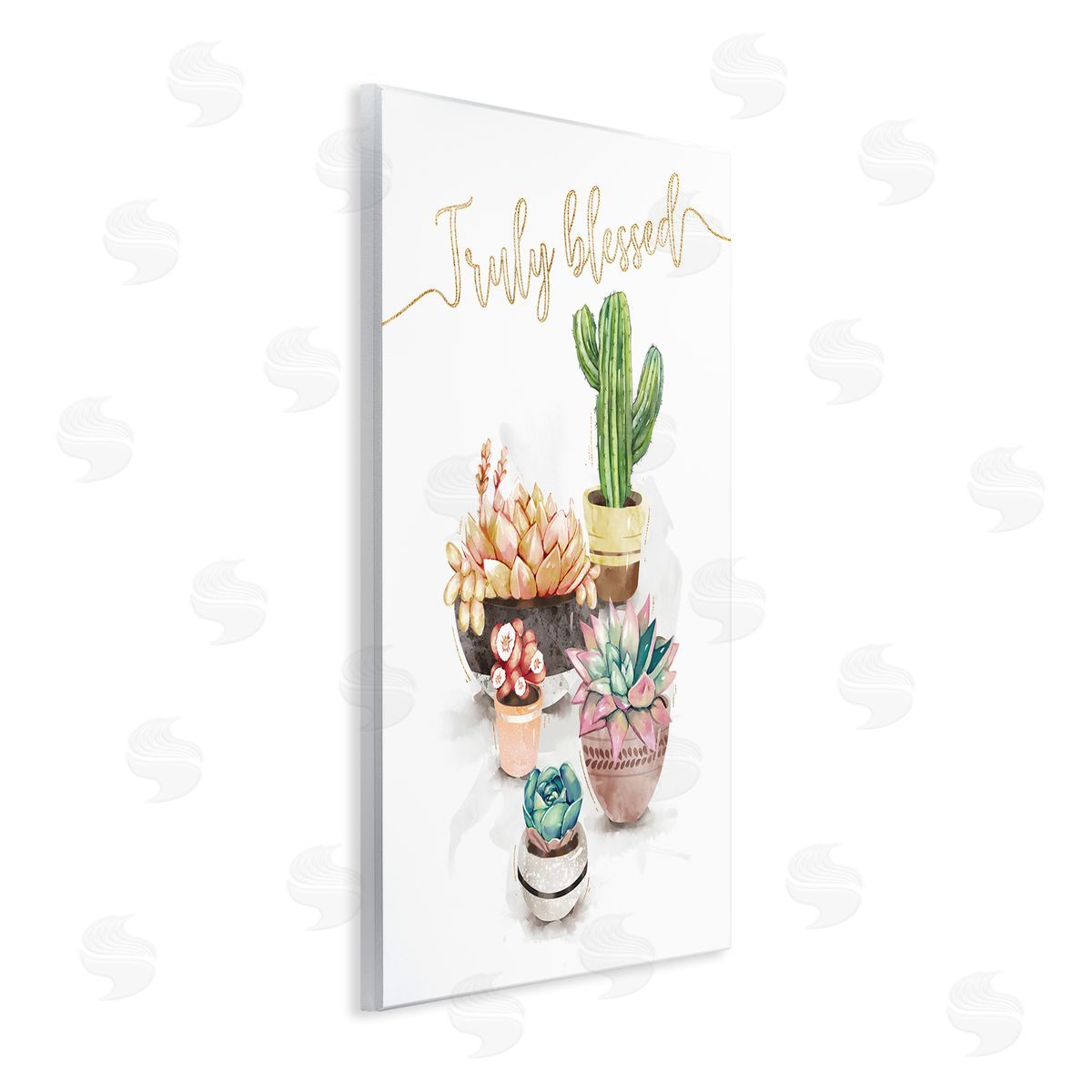 Ziwei Li Truly Blessed Expression Chic Succulent Cactus Plants Wall Plaque Art