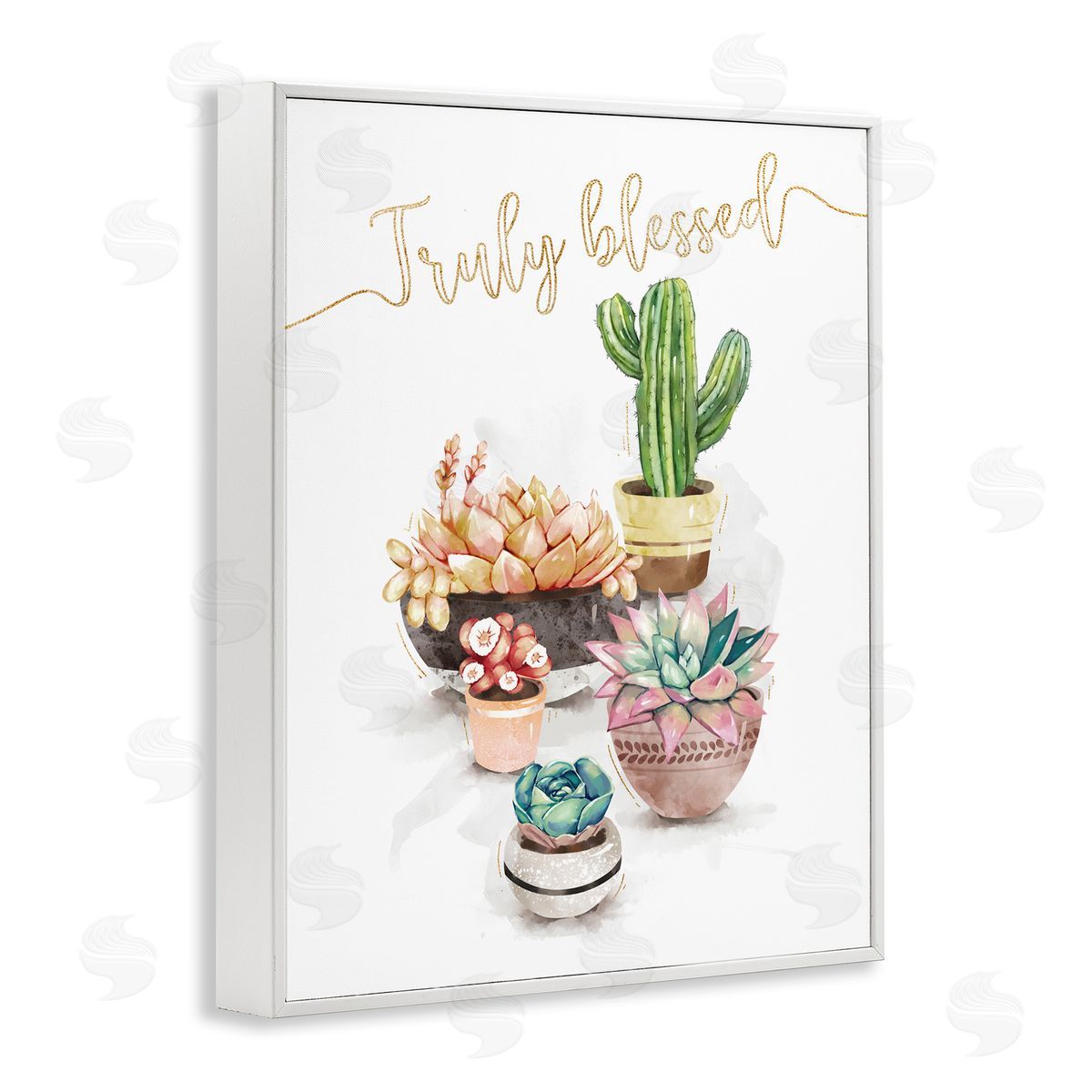 Ziwei Li Truly Blessed Expression Chic Succulent Cactus Plants White Framed Giclee Wall Art