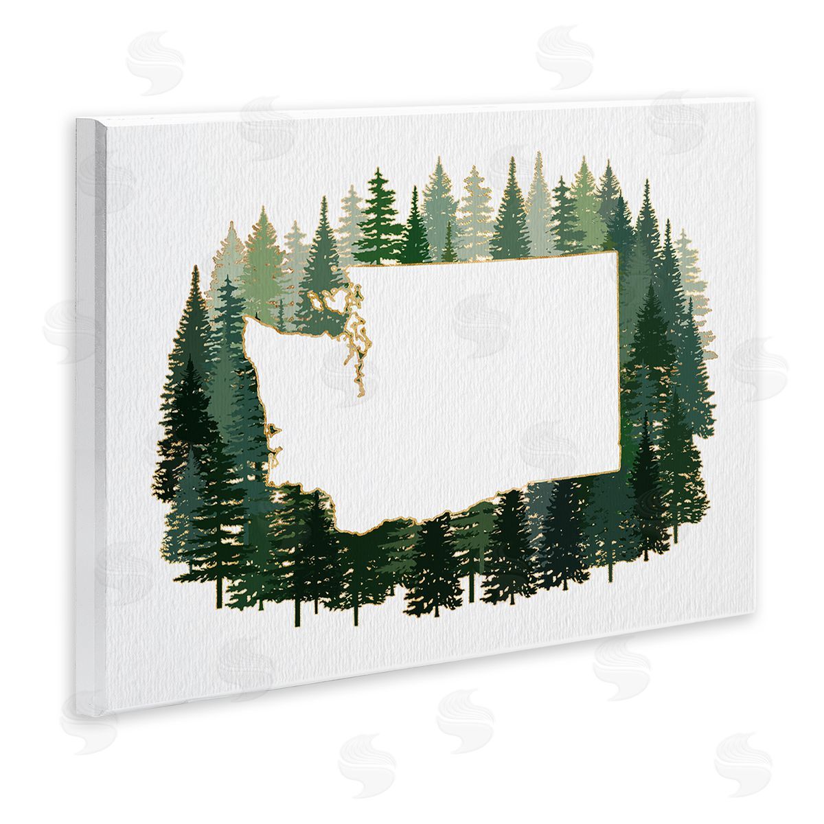Ziwei Li Washington State Outline Pine Trees Green Forest Wall Plaque Art